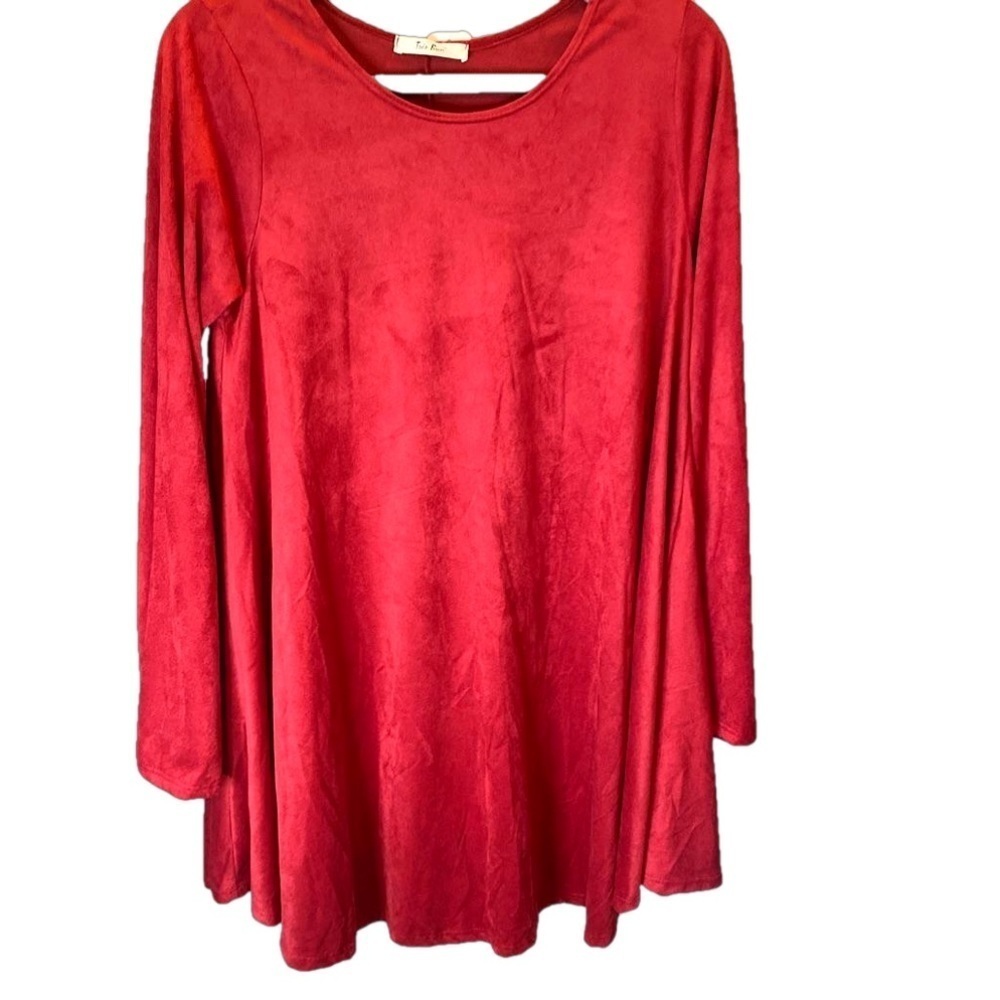 Tres bien faux suede midi dress 14 inches pit to pit